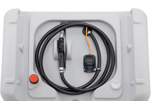 Mobil dízel töltőállomás, űrtartalom 440 l, csuklós fedél, elektromos szivattyú 12 v, 30 l/perc, akkumulátor és töltő nélkül asc55, széxméxma 1180x800x710 mm