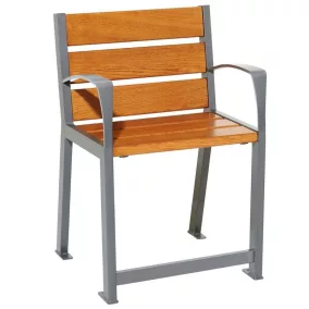   Könnyen használható szék időseknek, h 600 mm, acélcső 30x50, horganyzott, szürke, ülésmagasság 540 mm, tölgyfa ülőfelület, világos máz, lábtartó 50x30 mm, összeszerelés: alaplap