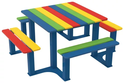 Általános iskolai ülősarok, sz x h 1630 x 1630 mm, ülésmagasság 390 mm, trópusi fa, többszínű, horganyzott acél váz, ral5010 bevonattal