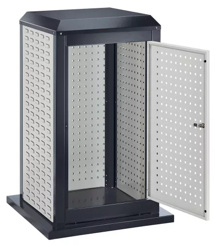 Kis szerszámtorony, kicsi, széxméxma 700x700x1100 mm, fix, 1 ajtó, 3 panel, ral 7016/7035