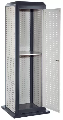 Nagy szerszámtorony, széxméxma 700x700x2015 mm, fix, 1 ajtó, 6 panel, 1 polc, ral 7016/7035