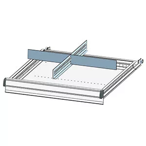 Munkapad, széxméxma 1500x700x880mm, 1 láb, 1 fiókos egység, 3 fiók 1x150, 2x300 mm, teherbírás 1100 kg, ral 7035/5012
