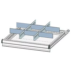 Munkapad, széxméxma 1500x700x880mm, 1 láb, 1 fiókos egység, 3 fiók 1x150, 2x300 mm, teherbírás 1100 kg, ral 7035/5012