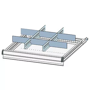 Munkapad, széxméxma 1500x700x880mm, 1 láb, 1 fiókos egység, 3 fiók 1x150, 2x300 mm, teherbírás 1100 kg, ral 7035/5012