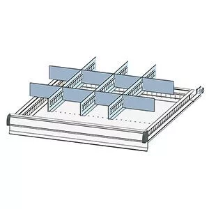 Munkapad, széxméxma 1500x700x880mm, 1 láb, 1 fiókos egység, 3 fiók 1x150, 2x300 mm, teherbírás 1100 kg, ral 7035/5012