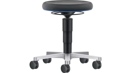 Gázrugós magasságállítású munkaszék, fa üléssel és csúszótalpakkal, ülésátmérővel. 400 mm, ülésmagasság 450-650 mm