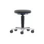  Gázrugós magasságállítású munkaszék, fekete supertec üléssel és görgőkkel, ülésátmérővel. 400 mm, ülésmagasság 450-650 mm