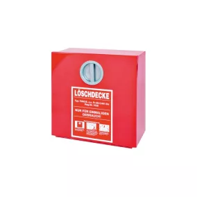   Fém fali tartó tűzoltó takaróhoz, pirosra festve, széxméxma 300x300x125 mm