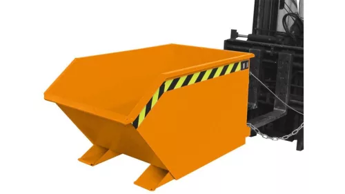 Forgácslerakó önbillentő konténer, térfogata 0,75 m3, hxszxm 1440x1280x680 mm, ral 2000 narancssárga festéssel