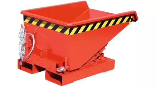 Önbillentős forgácstároló gurulós rendszerrel, térfogata 2,10 m3, hxszxm 1720x1870x1095 mm, ral 3000 pirosra festve