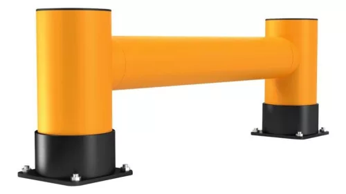 Polcvégvédelem, egyetlen palló, hdpe, hosszúság 1200 mm, magasság 400 mm, oszlop átmérője. 180 mm, csatlakozócső átmérője. 140 mm, sárga színű