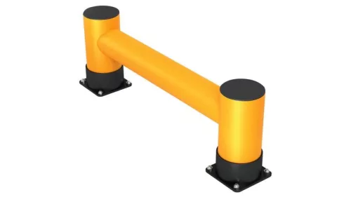 Polcvégvédelem, egyetlen palló, hdpe, hosszúság 1200 mm, magasság 400 mm, oszlop átmérője. 180 mm, csatlakozócső átmérője. 140 mm, sárga színű