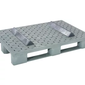   Többfunkciós raklap 2 keresztékkel, perem nélkül, 3 vezetősínnel, széxméxma 800x1200x155 mm, statikus teherbírás 6000 kg, dinamikus teherbírás 2500 kg, szürke