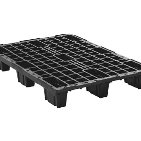   Négyirányú paletta, újrahasznosított anyagból, széxméxma 800x1200x155 mm, 9 láb, statikus teherbírás 2500 kg, dinamikus teherbírás 1000 kg, perem nélkül, fekete