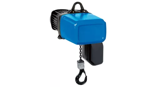 Elektromos láncos emelő, teherbírás 2000 kg, főemelés 4 m/perc, finomemelés 1 m/perc, emelési magasság 3000 mm, szeges felfüggesztés