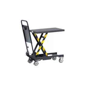   Ollós emelőasztal, teherbírás 150 kg, emelési tartomány 265-755 mm, asztallap hxsz 700x450 mm, külső hxsz 930x450 mm, pu gumiabroncsok