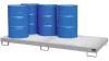 3 mm-es acéllemezből készült kármentő, ral 7005, 8 db 200 literes hordóhoz, álló tárolás, 240 l, szé x mé x ma 2650 x 1300 x 210 mm, horganyzott ráccsal.