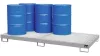 3 mm-es acéllemezből készült kármentő, ral 7005, 8 db 200 literes hordóhoz, álló tárolás, 240 l, szé x mé x ma 2650 x 1300 x 210 mm, horganyzott ráccsal.