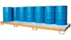 3 mm-es acéllemezből készült kármentő, ral 3000, 12 db 200 literes hordóhoz, álló tárolás, 333 l, szé x mé x ma 3850 x 1300 x 200 mm, horganyzott ráccsal.