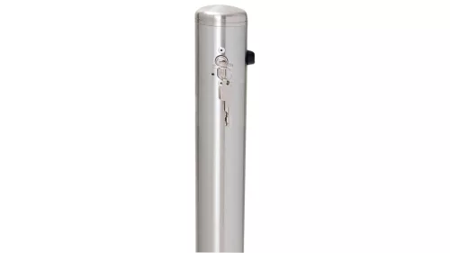 Rozsdamentes acél oszlopok, kerek, 76 mm átmérőjű, összecsukható, hengerzárral, 925 mm-rel a talajszint felett