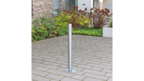 Rozsdamentes acél oszlopok, kerek, 76 mm átmérőjű, összecsukható, hengerzárral, 925 mm-rel a talajszint felett