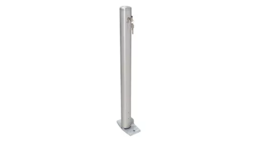 Rozsdamentes acél oszlopok, kerek, 76 mm átmérőjű, összecsukható, hengerzárral, 925 mm-rel a talajszint felett