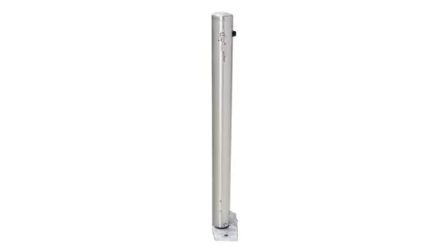 Rozsdamentes acél oszlopok, kerek, 76 mm átmérőjű, összecsukható, háromszög alakú zárral, 925 mm-rel a talajszint felett