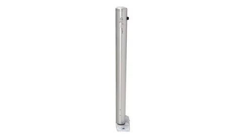 Rozsdamentes acél oszlopok, kerek, 76 mm átmérőjű, összecsukható, háromszög alakú zárral, 925 mm-rel a talajszint felett