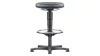 Gázrugós állíthatóságú munkaszék, fekete műbőr üléssel és csúszótalpakkal, lábtartóval, ülésátmérővel. 400 mm, ülésmagasság 560-830 mm