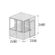 Többcélú szoba, standard kialakítás, beltéri használatra, alapterület 5,2 m2, 8 elem, szélesség x mélység x magasság 2280x2280x2680 mm