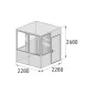   Többcélú szoba, standard kialakítás, beltéri használatra, alapterület 5,2 m2, 8 elem, szélesség x mélység x magasság 2280x2280x2680 mm