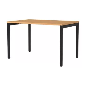   Asztal, szé x mé x ma 1600x800x740 mm, négyzet alakú csőváz ral 9005 fekete, asztallap melamingyantával bevont bükkfa