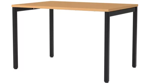 Asztal, szé x mé x ma 1000x600x740 mm, négyzet alakú csőváz ral 9005 fekete, asztallap melamingyantával bevont bükkfa