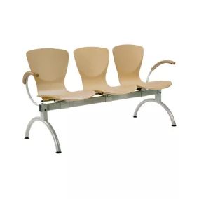   Sorolt pad, hossza 1500 mm, 3 ülés, bükk ülőfelület, kárpitozás nélkül