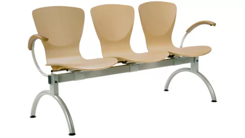 Sorolt pad, hossza 2000 mm, 4 ülés, bükk ülőfelület, kárpitozás nélkül