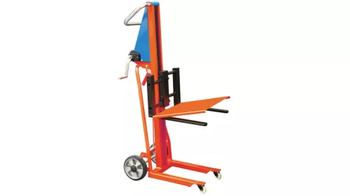 Emelő kocsi, teherbírás 120 kg, platóval, emelési magasság 1050 mm, pu kormánykerekek, poliamid teherkerekek