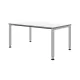 Íróasztal, széxméxma 2000x800x650-850 mm, 4 lábú, négyzet alakú cső, világos szürke asztallap, abs élzárás, fehér alumínium váz