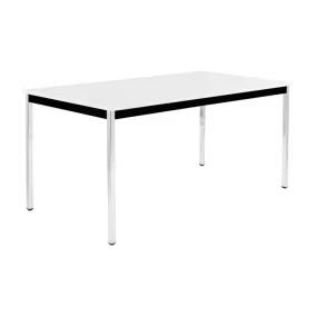   Tárgyalóasztal, széxméxma 1600x800x740 mm, négyzet alakú csőváz, króm, asztallap 19 mm, világosszürke