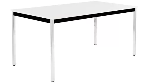 Tárgyalóasztal, széxméxma 1600x800x740 mm, négyzet alakú csőváz, króm, asztallap 19 mm, világosszürke