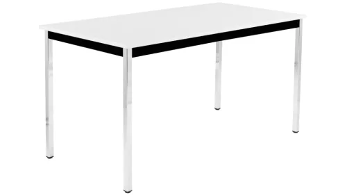 Tárgyalóasztal, széxméxma 1400x700x740 mm, négyzet alakú csőváz, króm, asztallap 19 mm, világosszürke