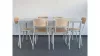 Asztal és szék szett, 6 rakásolható székből és 1 db 1600 mm széles asztalból áll, világosszürke váz, bükk ülés/háttámla, világosszürke asztallap