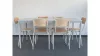 Asztal és szék szett, 6 rakásolható székből és 1 db 1600 mm széles asztalból áll, világosszürke váz, bükk ülés/háttámla, világosszürke asztallap