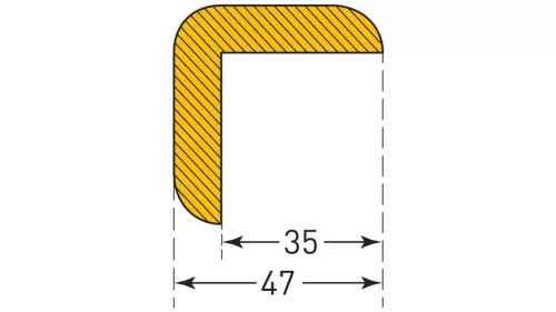 Ütésvédelem, ferde, élvédelem 35x47 mm, hossz 1000 mm sárga/fekete, öntapadó