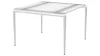 Kínálóasztal, széxméxma 1300x750x380 mm, 4 lábú váz, átlátszó üveglap