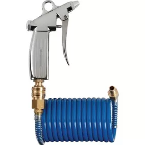   Spirálcső lefúvató pisztoly készlet, belső átmérő 6 mm, külső átmérő 8 mm, hossza 2,5 m, kék, csatlakozó DN 7,2, PROMAT/TECWERK