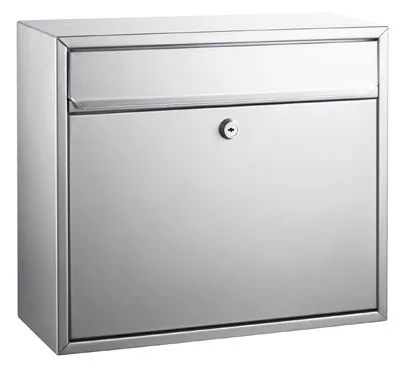 Postaláda, ezüst színű, széxméxma 215x85x320 mm, átlátszó ablakkal és névtábla tartóval