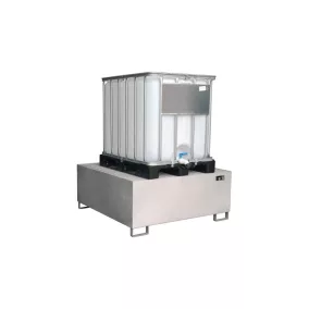   Kármentő, 2 mm-es rozsdamentes acél, 1 db-hoz. 1000 l-es ibc, függőleges tárolású, széxméxma 1460x1460x620 mm, gyűjtőtérfogat 1000 l