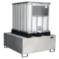   Kármentő, 2 mm-es rozsdamentes acél, 1 db-hoz. 1000 l-es ibc, függőleges tárolású, széxméxma 1460x1460x620 mm, gyűjtőtérfogat 1000 l