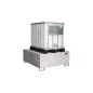   Kármentő, 2 mm-es rozsdamentes acél, 1 db-hoz. 1000 l-es ibc, függőleges tárolású, széxméxma 1460x1460x620 mm, gyűjtőtérfogat 1000 l