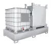 Kármentő, 2 mm rozsdamentes acél, 2 db 1000 l-es ibc-hez, függőleges tárolás, széxméxma 2650x1300x435 mm, gyűjtőtérfogat 1000 l